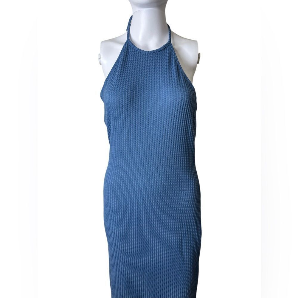 SHEIN Elegant Blue Halter Neck Dress Medium
